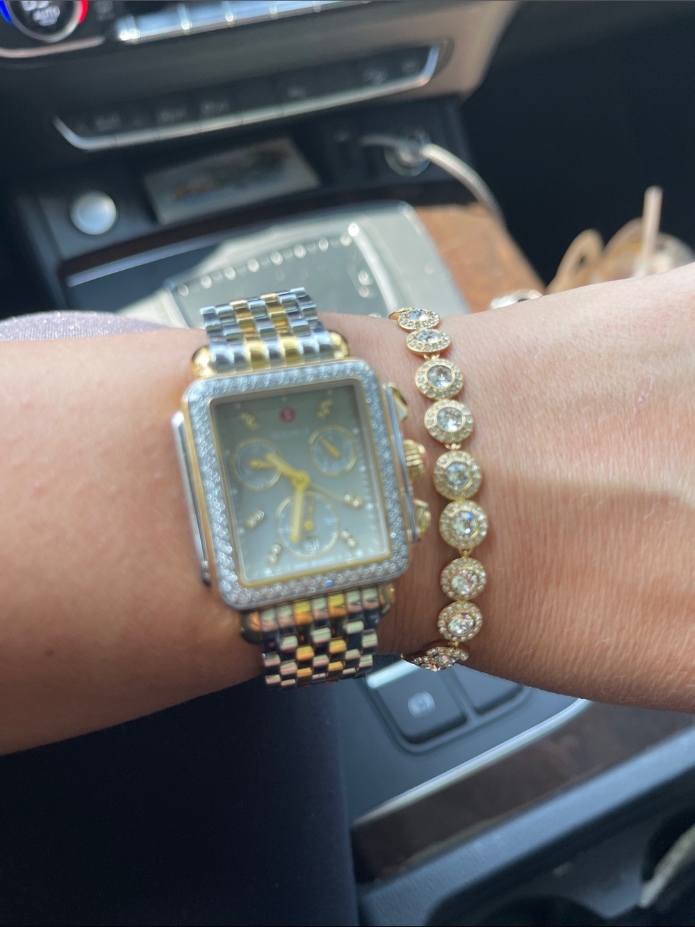 ❤️❤️❤️Michele Two-Tone Square Diamond-Trim Women’s Bracelet Watch❤️❤️❤️ - Picture 4 of 14